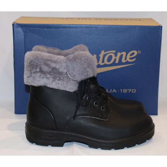 Blundstone Women's Leather Thermal Lace‎ Up Boots 1465 BLACK NEW IN BOX - Picture 1 of 7
